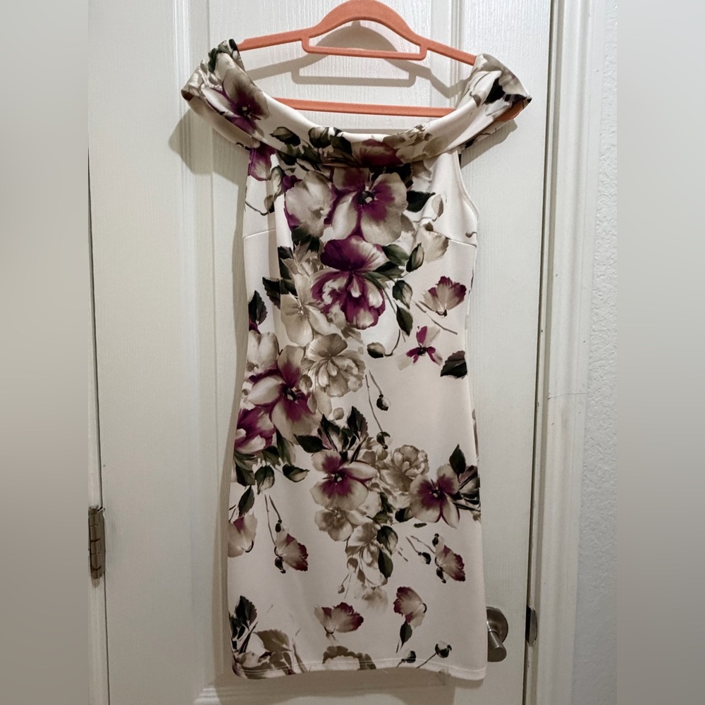 Love Culture Off-Shoulder White Floral Sheath Dress